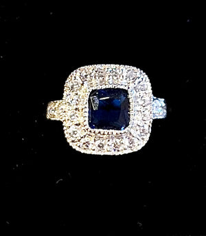 Sterling silver sapphire cubic zirconia ring