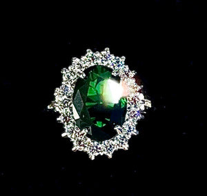 Sterling Silver Emerald Crystal Ring