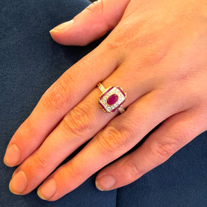 Ruby and diamond gold ring.