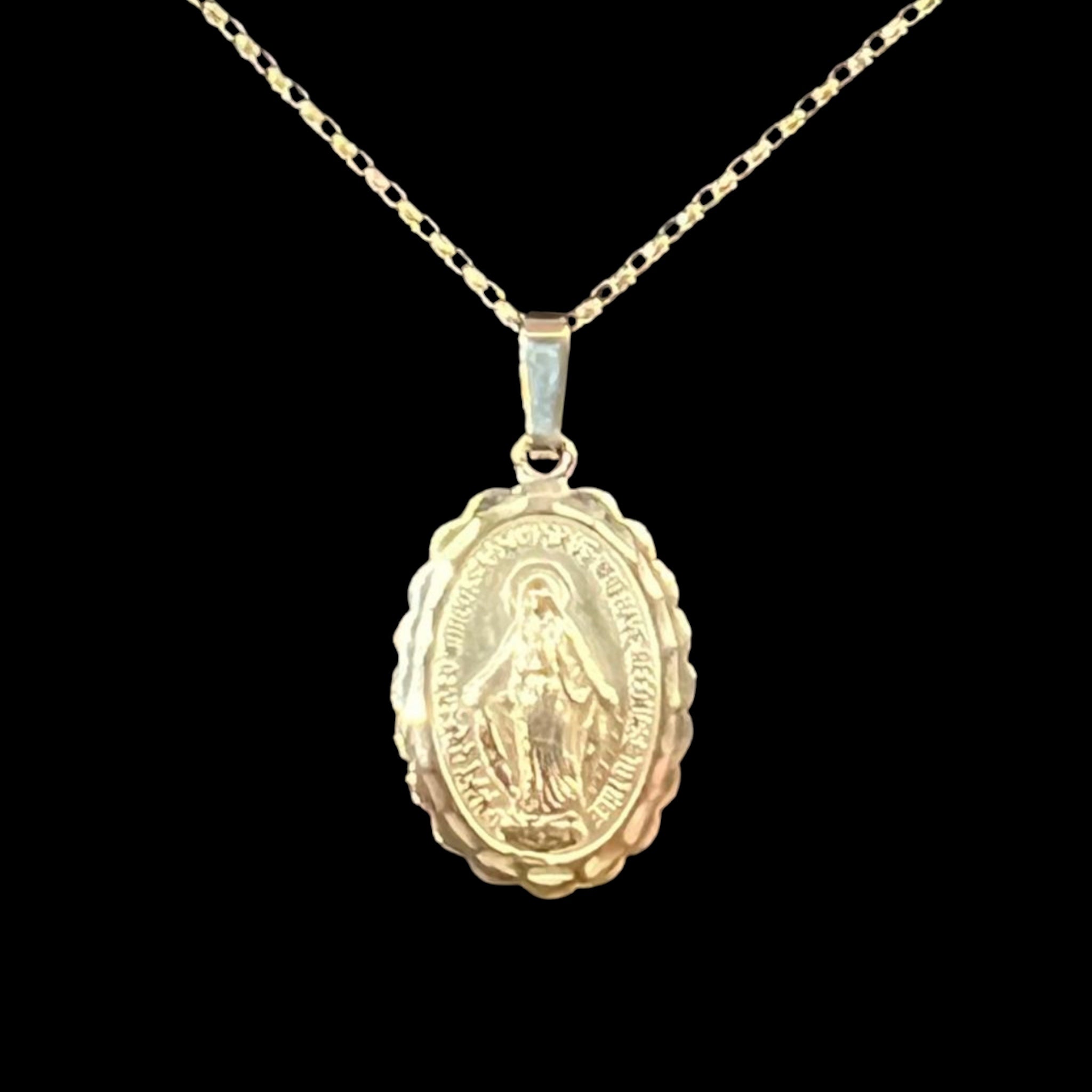 9ct gold miraculous medal and chain deals