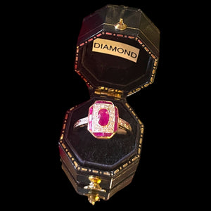 Ruby and diamond gold ring.