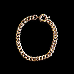 18 carat yellow gold plated heavy curb bracelet