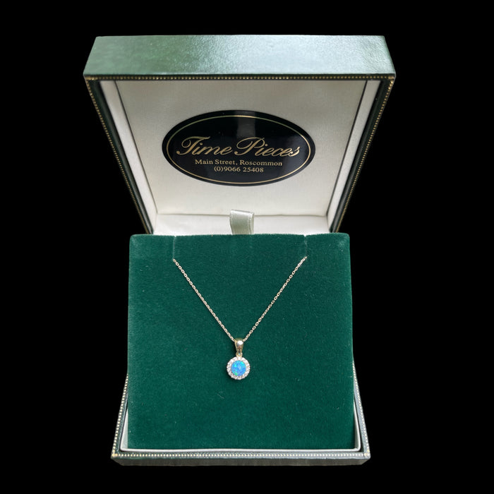 9ct gold blue opal pendant