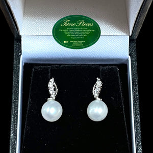 White gold pearl earrings