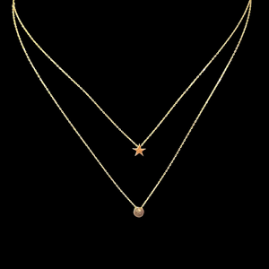 Gold star and moon necklace