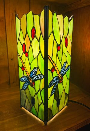 Dragonfly stained glass lamp
