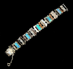 Silver and Rose Gold Bracelet with Opal