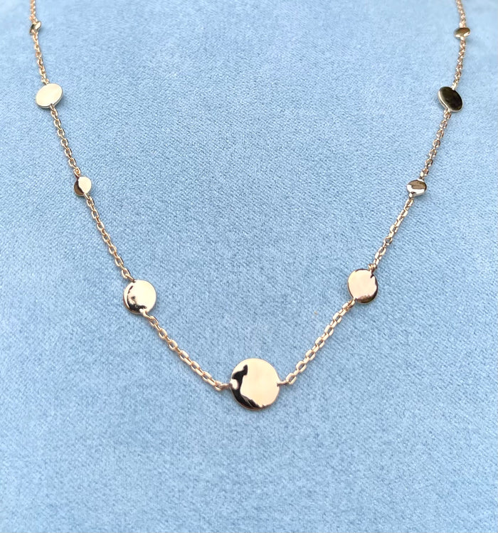 Burren Jewellery. 18 carat yellow gold plated chain with discs