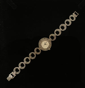 Sterling silver marcasite watch
