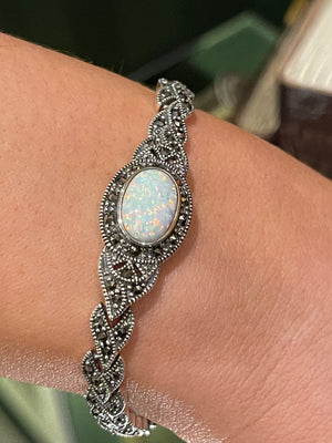 Sterling silver marcasite Opal bracelet