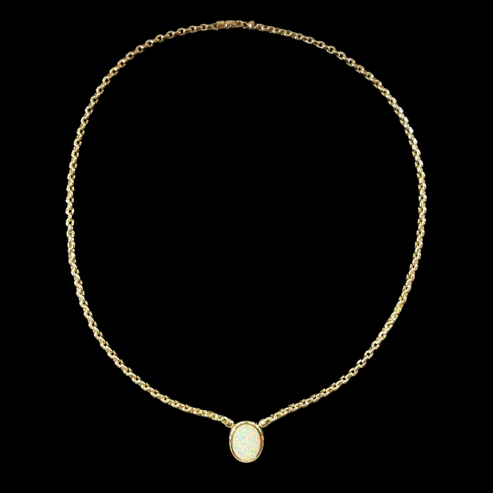 9ct yellow gold opal necklet.