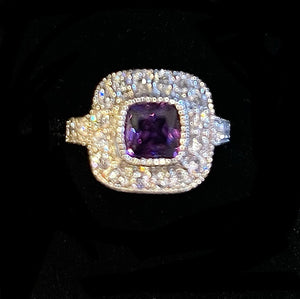 Sterling silver sapphire cubic zirconia ring