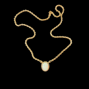9ct yellow gold opal necklet.