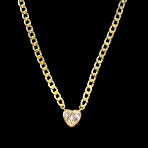9ct gold heart curb chain