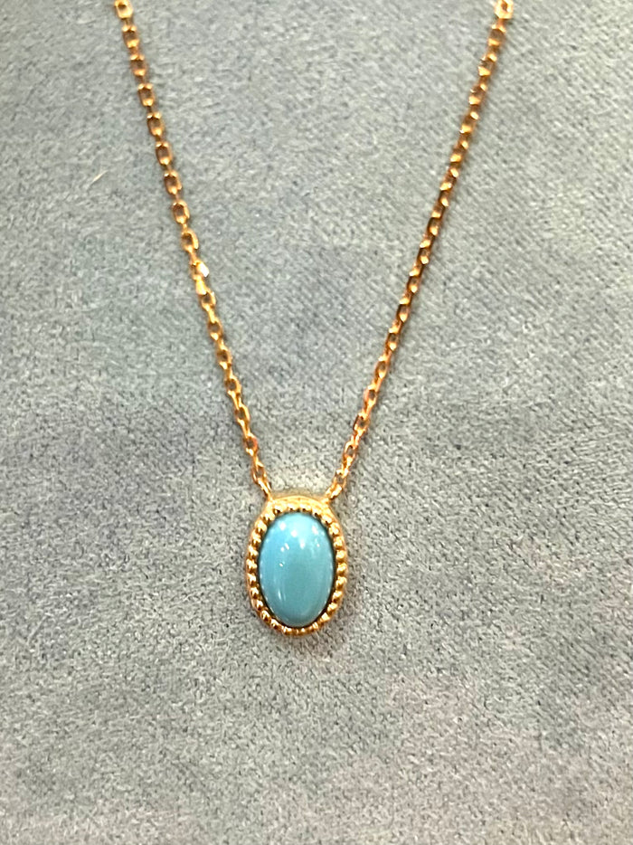 Turquoise pendant 18 carat yellow gold plated