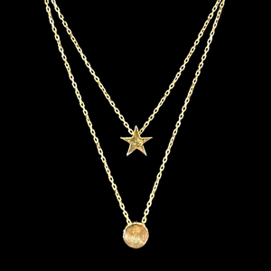 Gold star and moon necklace