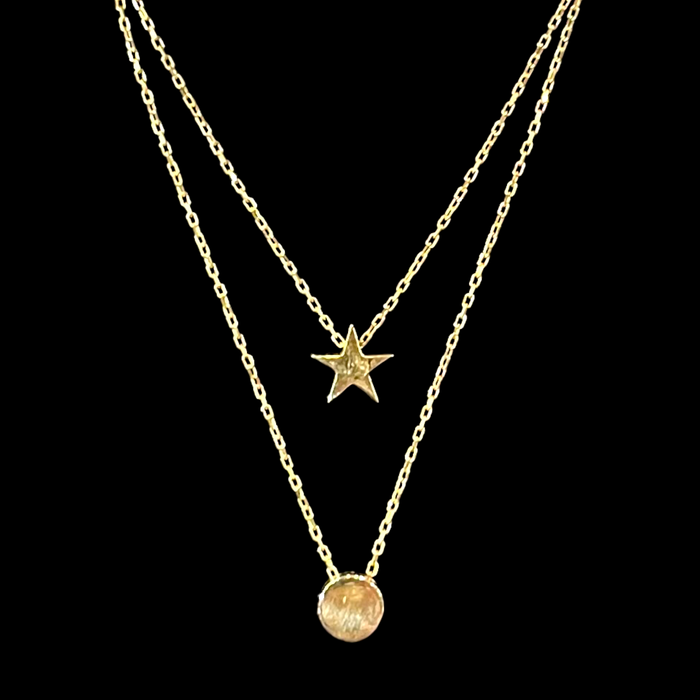 Gold star and moon necklace